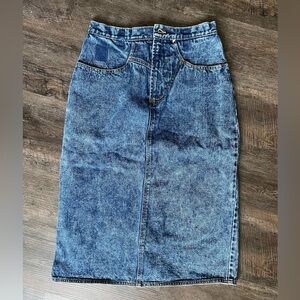 Vintage Acid wash Denim Midi Skirt